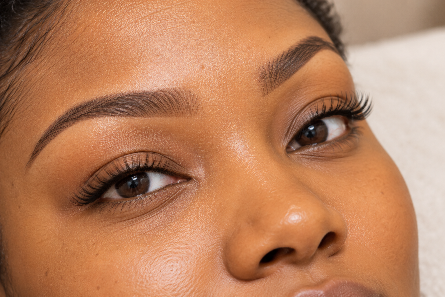 AI-generated close-up illustrating classic style eyelash extensions
